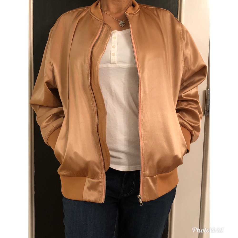 Map Champagne/Rose Gold Bomber Jacket